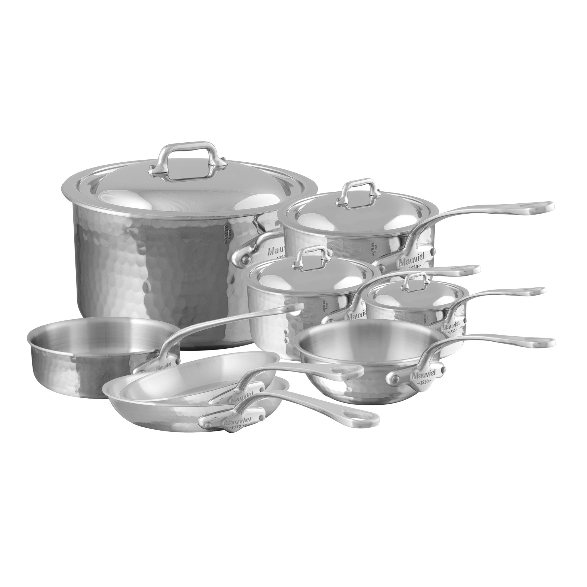 Mauviel M'ELITE Hammered 5-Ply 12-Piece Cookware Set With Cast