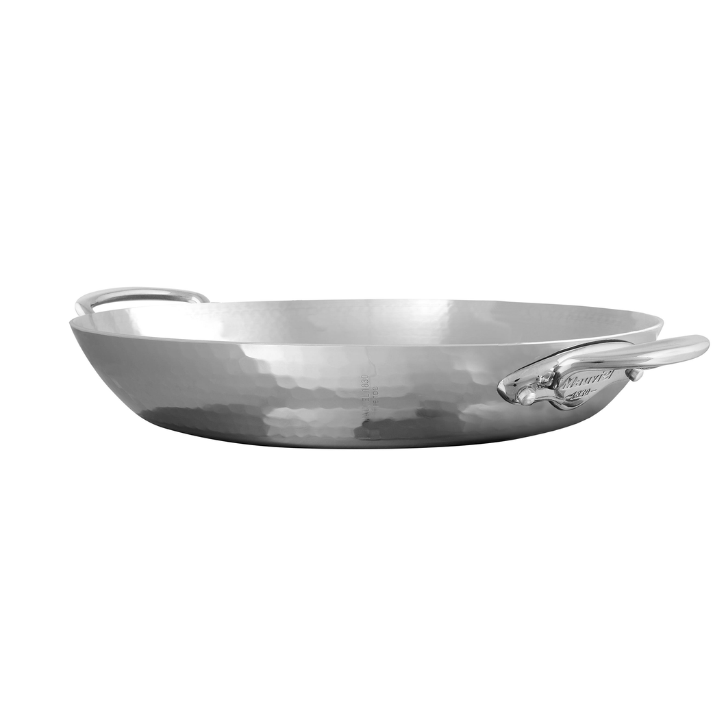 Mauviel M'ELITE Hammered 5-Ply Round Pan With Cast Stainless Steel Handles, 7.9-In