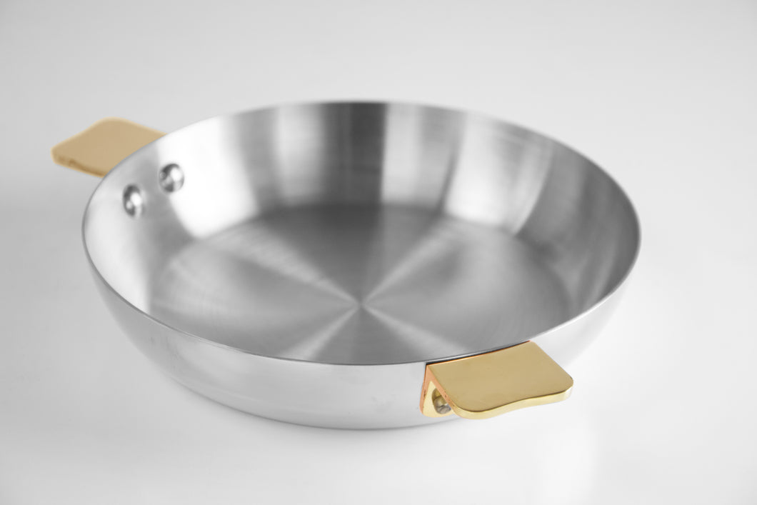 Mauviel Art Déco Stainless Round Pan With Brass Handles, 6.3-In - Mauviel USA