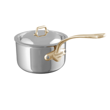 Mauviel Mauviel M'COOK B Sauce Pan With Lid, Brass Handles, 9.5-Qt Mauviel 1830 M'COOK BZ Sauce Pan With Lid, Bronze Handles, 2.6-Qt - Mauviel USA