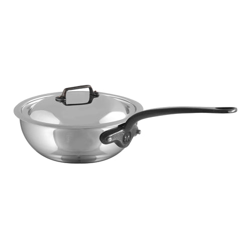Mauviel M'COOK CI Curved Splayed Saute Pan With Lid, Cast Iron Handle, 1.1-Qt - Mauviel1830