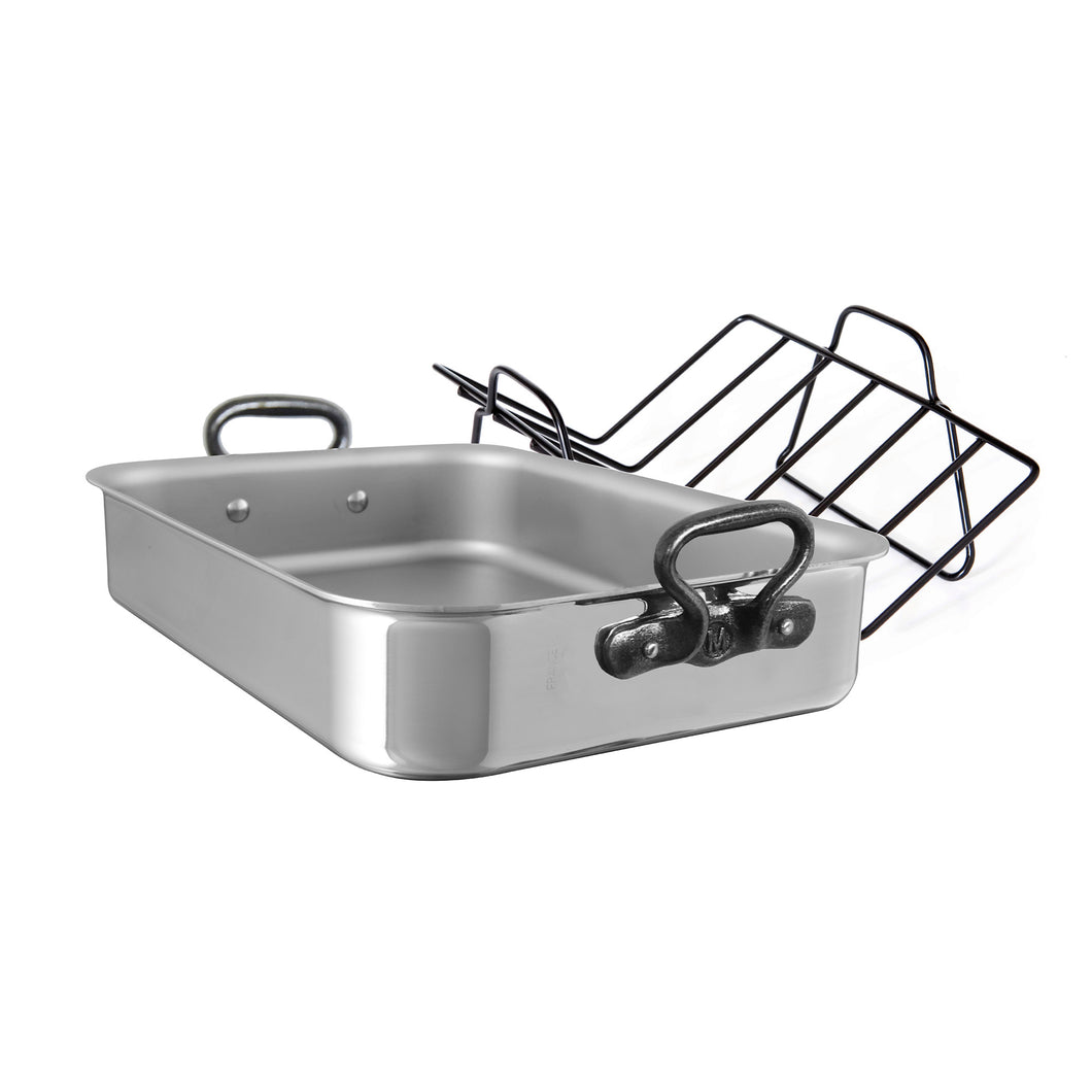 Mauviel M'COOK CI Roasting Pan With Rack and Cast Iron Handles, 15.7 x 11.8-In - Mauviel1830