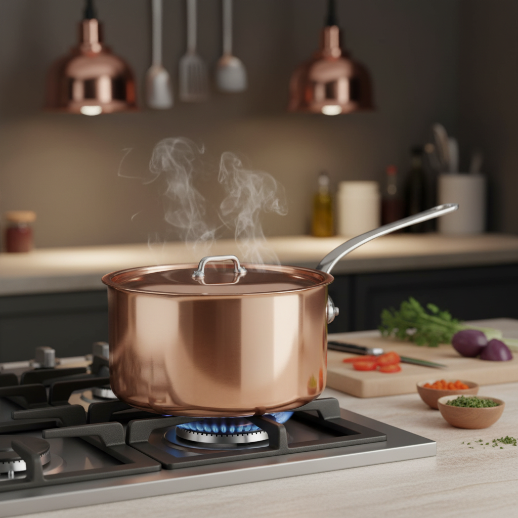 Mauviel M'3 S Copper Sauce Pan With Lid, Cast Stainless Steel Handle - Mauviel1830