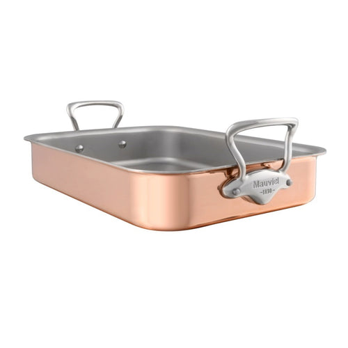 Mauviel M'150 S Roasting Pan With Cast Stainless Steel Handles, 13.7 x 9.8-in - Mauviel USA