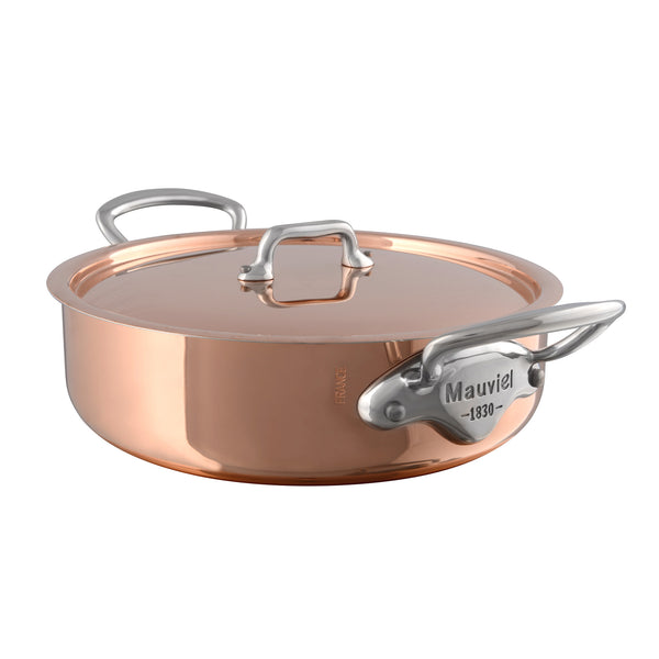 Mauviel M'3 S Copper Rondeau With Lid, Cast Stainless Steel Handle