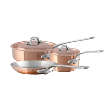 Mauviel Mauviel M'Heritage 150 S 5-Piece Copper Cookware Set With Cast Stainless Steel Handles And Curved Lid Mauviel M'Heritage 150 S 5-Piece Copper Cookware Set With Cast Stainless Steel Handles And Curved Lid