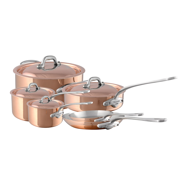 M'150 S 10-Piece Copper Cookware Set, Curved Lids – Mauviel1830 M'150 S 10-Piece Copper Cookware Set, Curved Lids – Mauviel1830