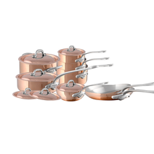 Mauviel Mauviel M'Heritage 150 S 14-Piece Copper Cookware Set With Cast Stainless Steel Handles And Curved Lid Mauviel M'Heritage 150 S 14-Piece Copper Cookware Set With Cast Stainless Steel Handles And Curved Lid