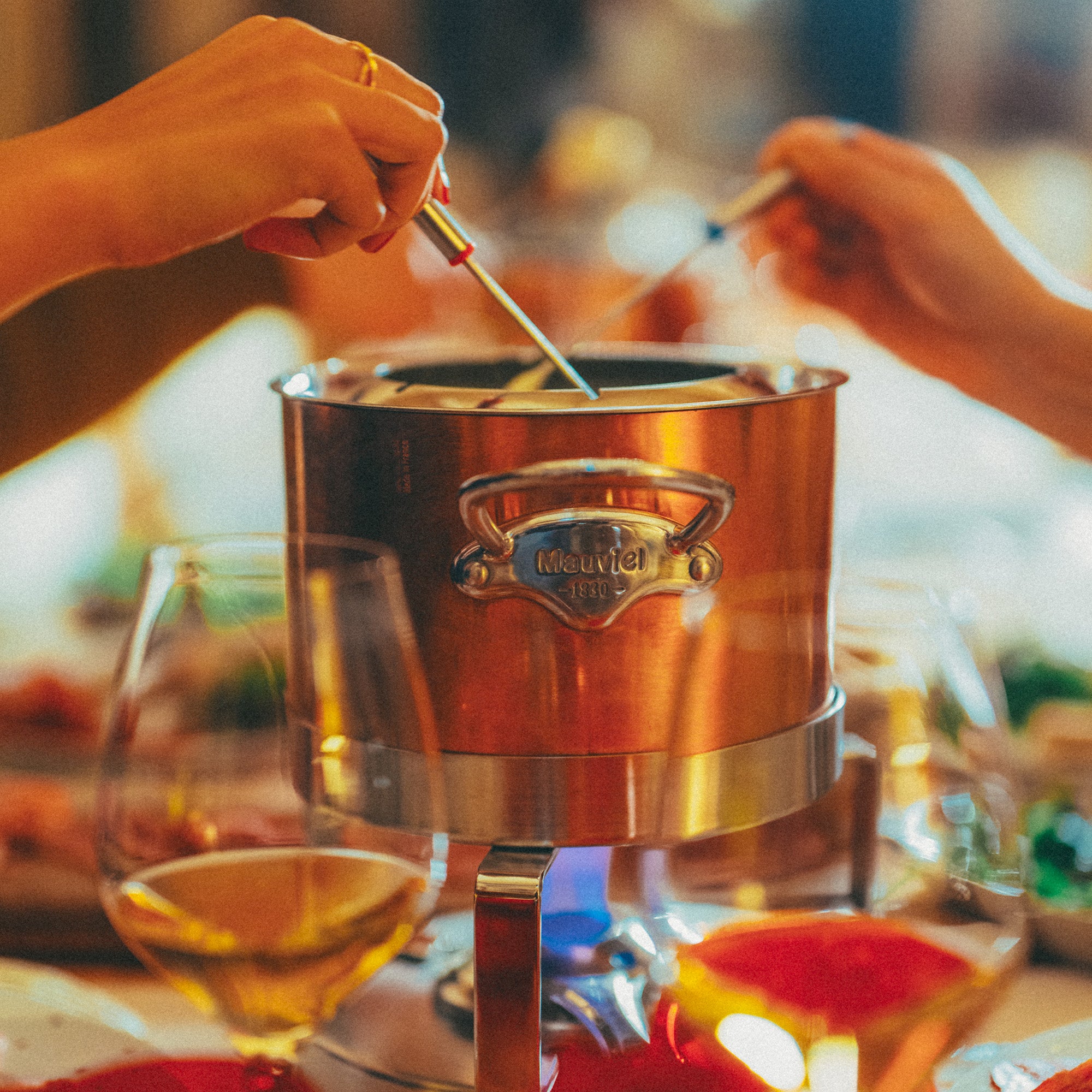 Mauviel M'Heritage M'150 S Copper Fondue Set With Stainless Steel