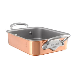 Mauviel 1830 Mauviel M'MINIS Copper Roasting Pan With Stainless Steel Handles, 7.1 x 5.5-In Mauviel M'MINIS Copper Roasting Pan With Stainless Steel Handles, 7.1 x 5.5-In - Mauviel USA