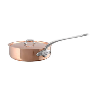 Mauviel M'Heritage 150 S Copper Saute Pan With Lid, Cast Stainless Steel Handle, 1.1-Qt