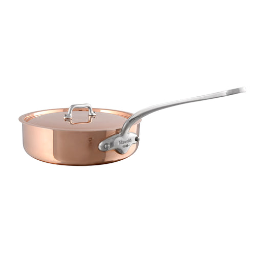 Mauviel M'150 S Saute Pan With Lid & Cast Stainless Steel Handle, 1.8-Qt - Mauviel USA