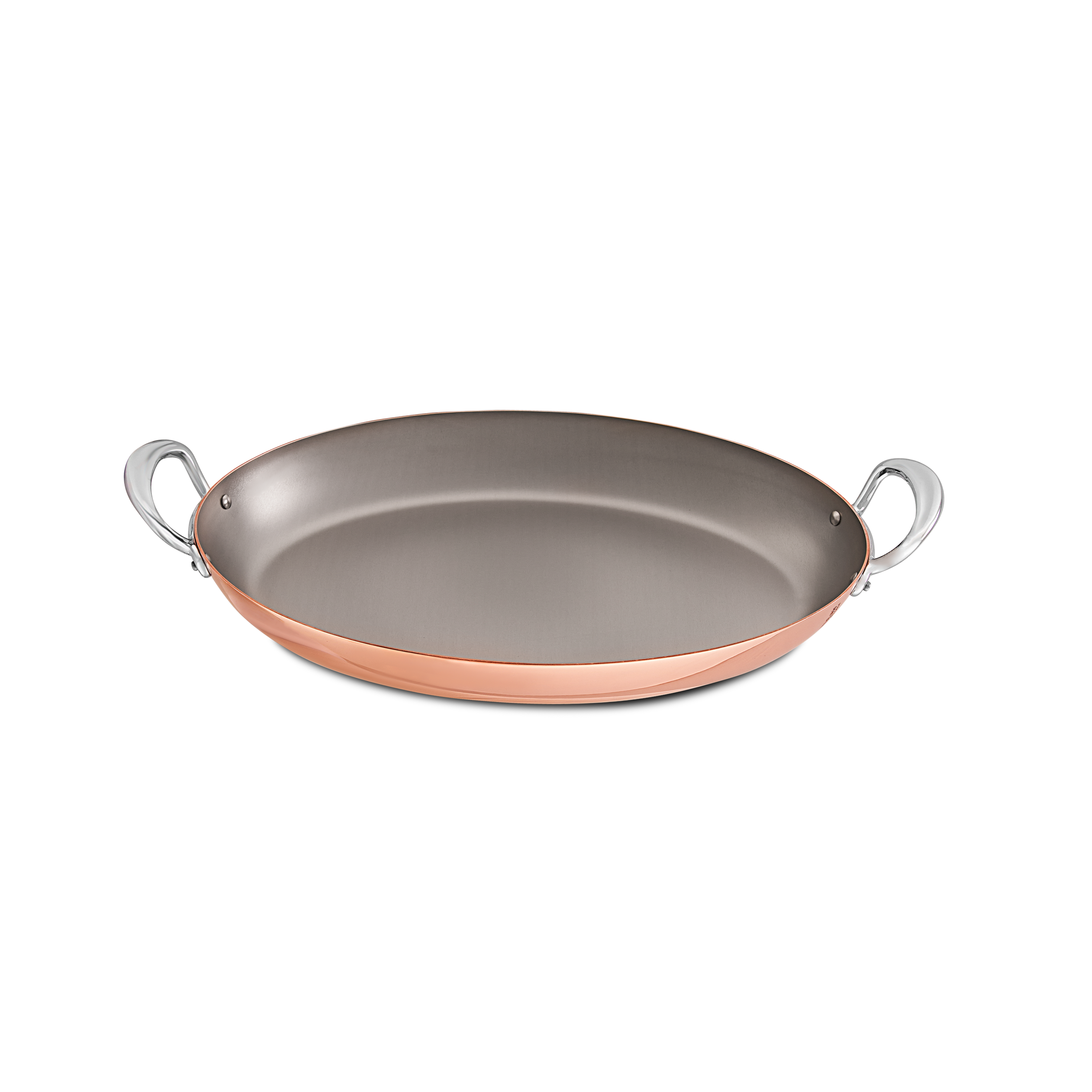 Mauviel M'Heritage M'150 S Copper Oval Pan With Cast Stainless Steel Handles, 9.8-in - Mauviel1830