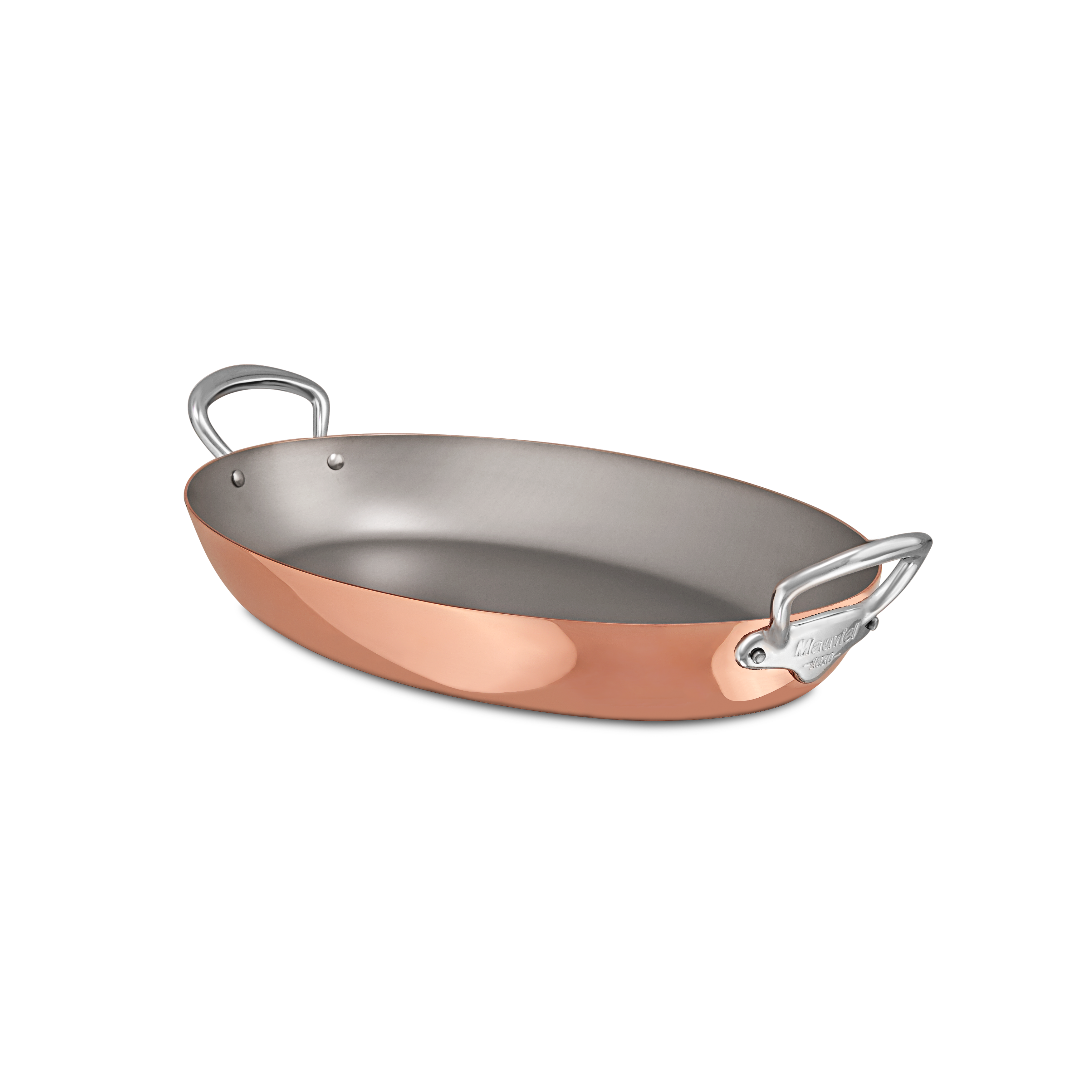 Mauviel M'Heritage M'150 S Copper Oval Pan With Cast Stainless Steel Handles, 9.8-in - Mauviel1830