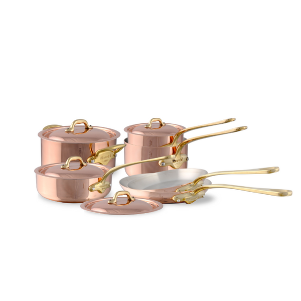 Mauviel M'Heritage M'150 B 10-Piece Copper Cookware Set With Brass