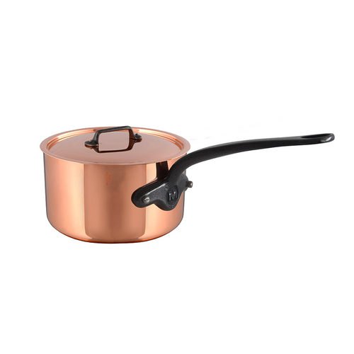 Mauviel x ELYSEE M'Heritage 150 CI Copper Sauce Pan With Lid, Cast Iron Handle, 1.9-Qt