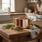 Mauviel M'Heritage M'250 B brass handle stewpan with lid, durable stockpot for cooking, stainless steel construction.