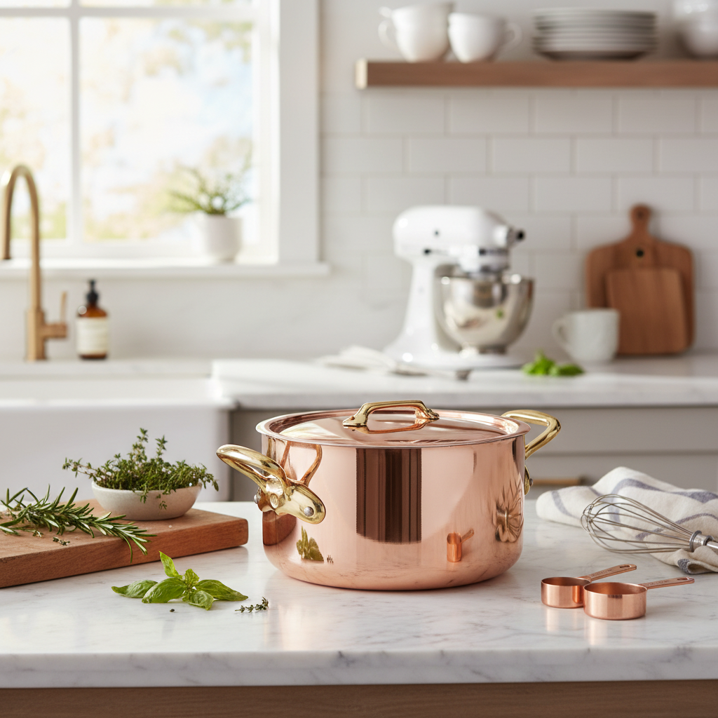 Mauviel M'Heritage M'250 B Stewpan With Lid, Brass Handles - Mauviel1830