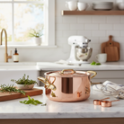 Mauviel M'Heritage M'250 B stockpot with brass handles and lid, traditional cookware for soups and stews, stainless steel construction