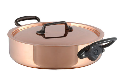 Mauviel M'Heritage 250 CI Rondeau With Lid, Electroplated Handles, 3.2-Qt