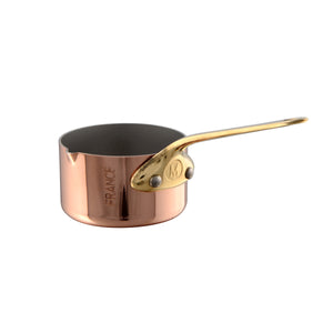 Mauviel 1830 Mauviel M'MINIS Copper Sauce Pan With Pouring Spout, Bronze Handle, 2-In Mauviel M'MINIS Copper Sauce Pan With Pouring Spout, Bronze handles, 2-In - Mauviel USA