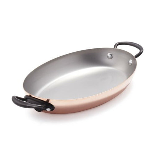 Mauviel M'Heritage 150 CI x Jacques Pepin Oval Pan With Cast Iron Electroplated Handles, 11.8-In