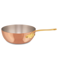 Mauviel M'Heritage M'150 B Copper Chef Pan With Lid and Brass Handle, 1.3-Qt