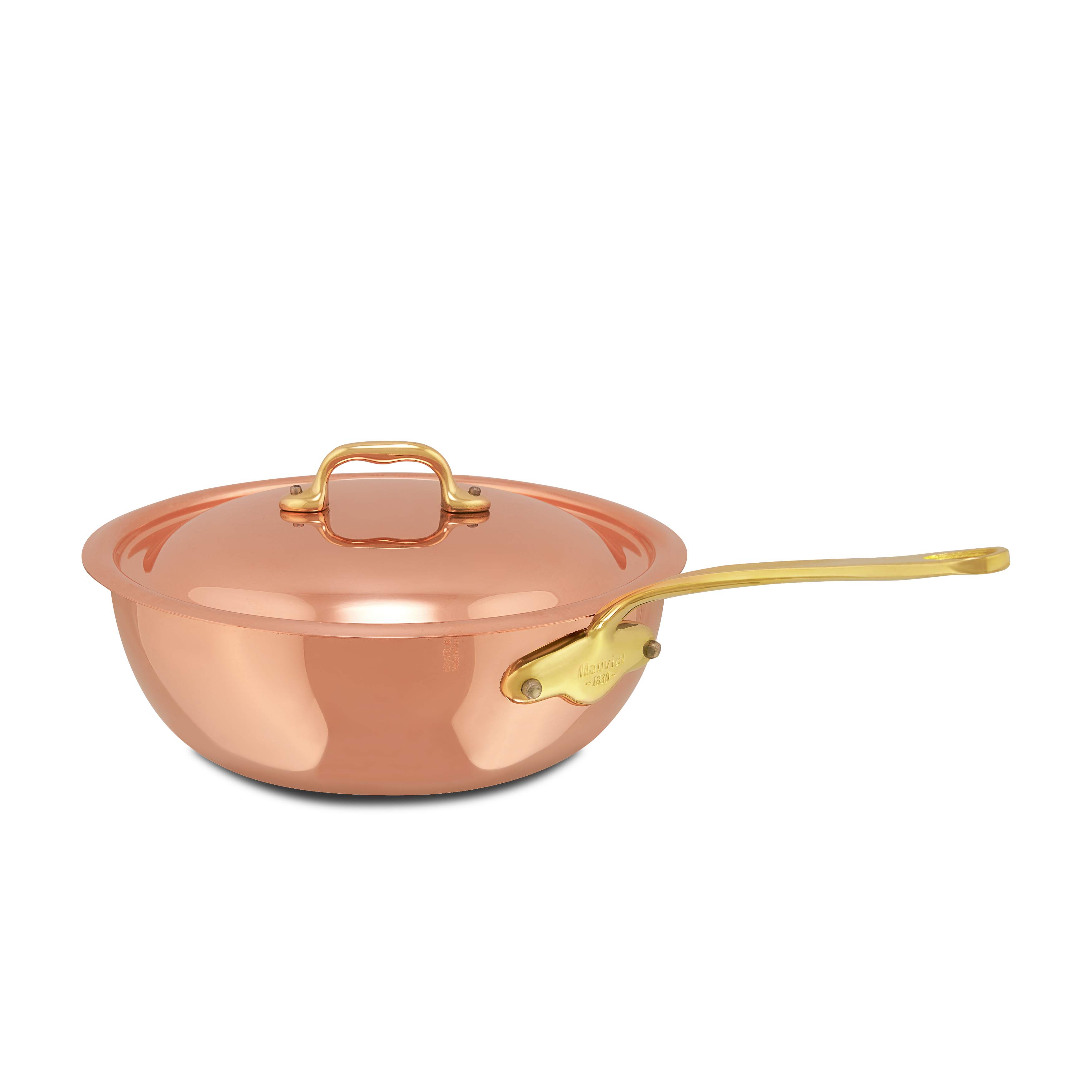 Mauviel M'Heritage M'150 B Copper Chef Pan With Lid and Brass Handle - Mauviel1830