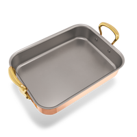Mauviel Copper Roasting Pan With Brass Handles, 13.7 x 9.8-In