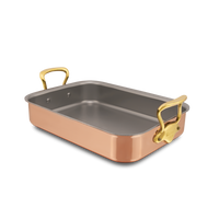 Mauviel Copper Roasting Pan With Brass Handles, 13.7 x 9.8-In