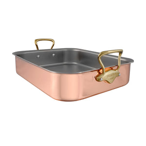 Mauviel 1830 Mauviel Copper Roasting Pan With Brass Handles, 15.7 x 11.8-In Mauviel M'150 B Roasting Pan With Bronze Handles, 13.7 x 9.8-In - Mauviel USA