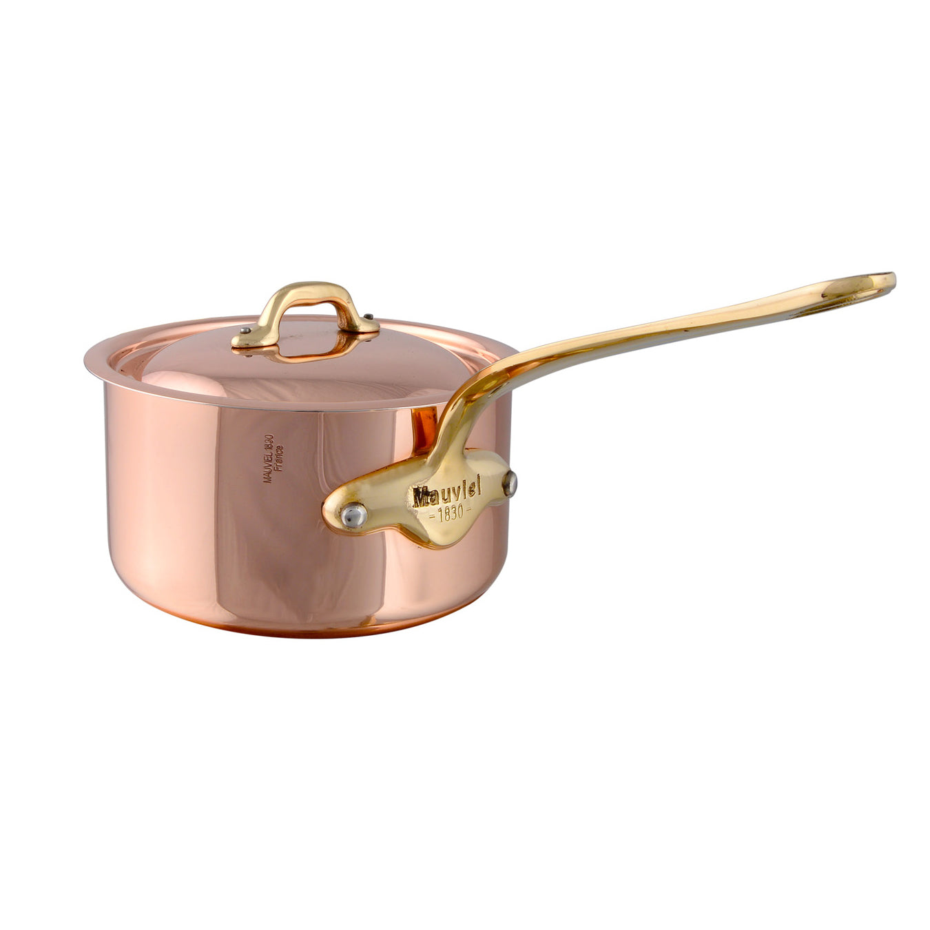 Mauviel M'Heritage M'150 B Copper Sauce Pan With Lid, Brass Handle - Mauviel1830