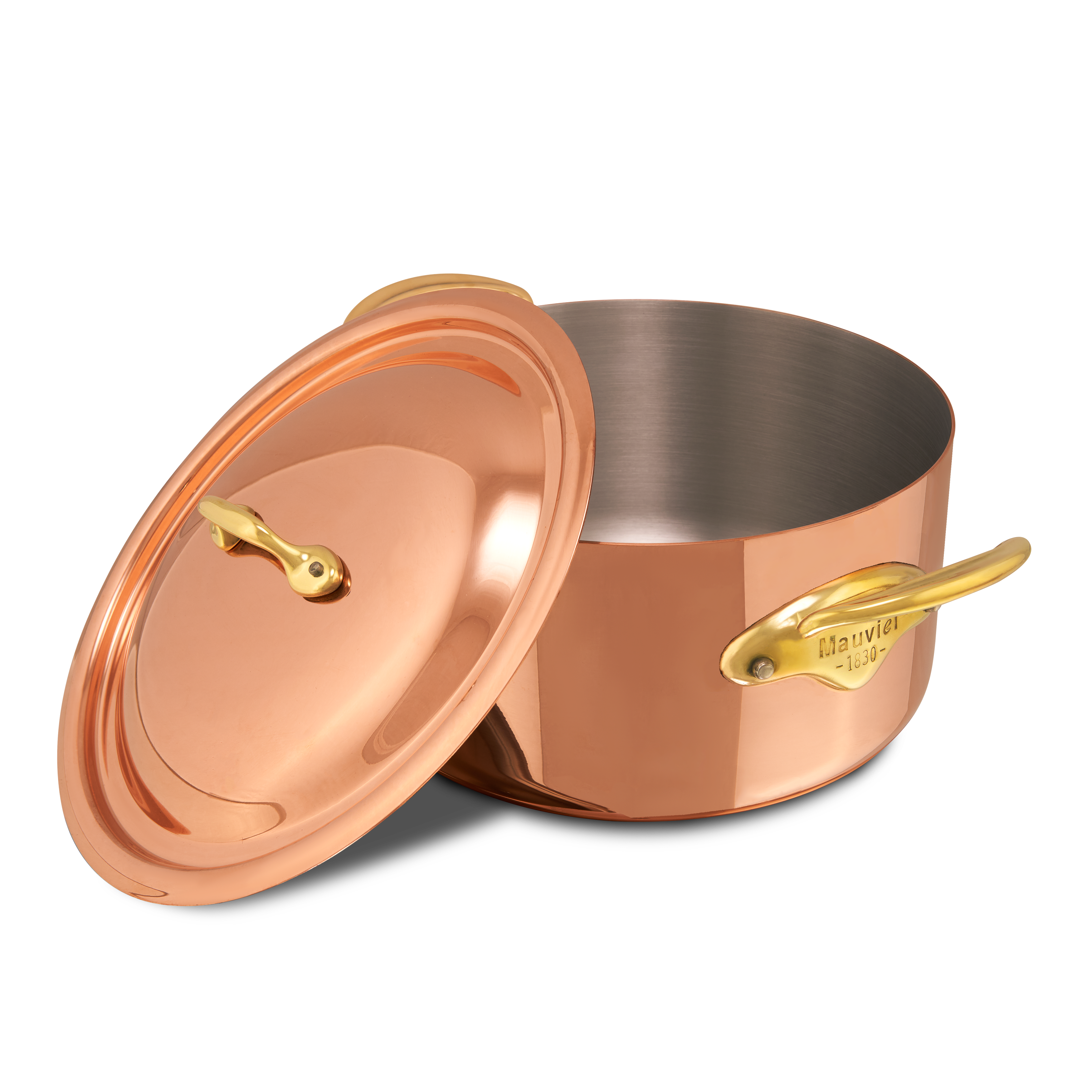 Mauviel M'Heritage M'150 B Copper Stewpan With Lid, Brass Handles, 1.8-Qt - Mauviel1830