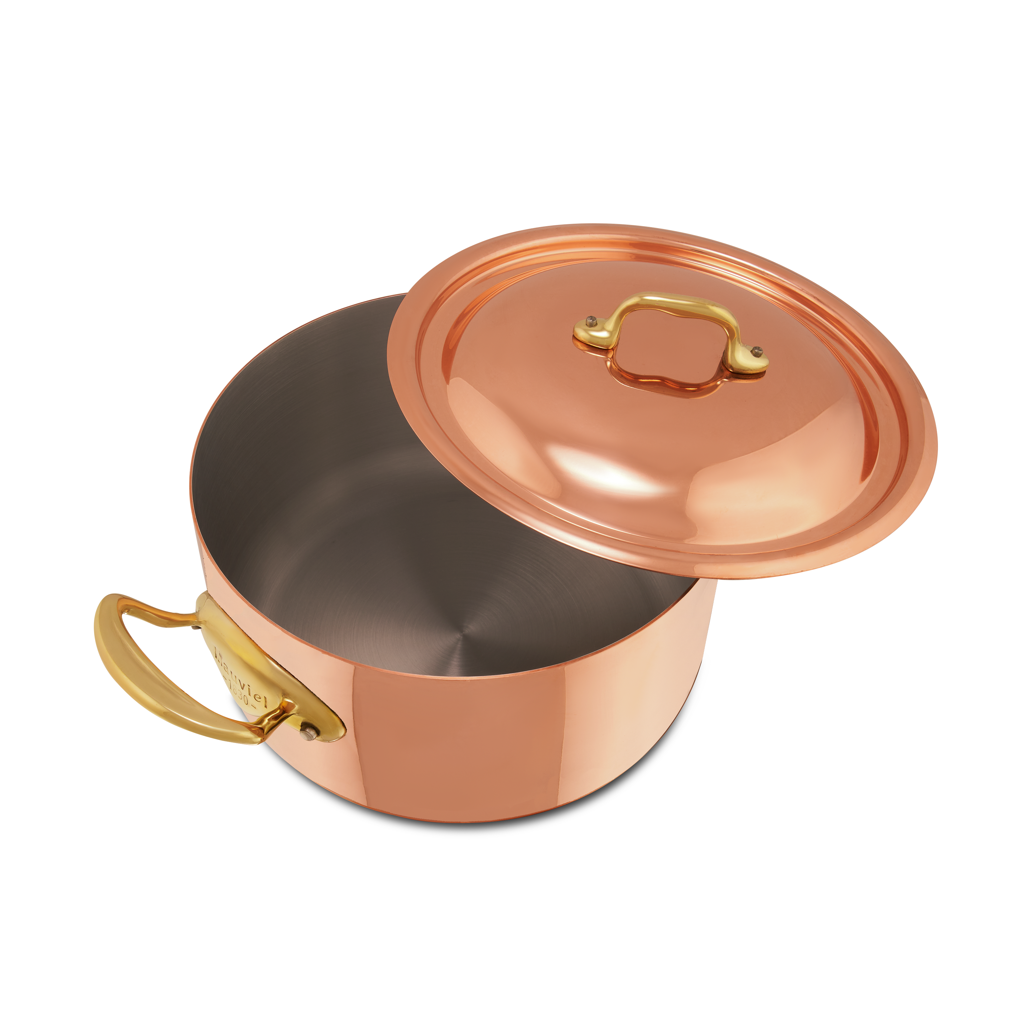 Mauviel M'Heritage M'150 B Copper Stewpan With Lid, Brass Handles, 1.8-Qt - Mauviel1830