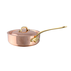 Mauviel 1830 Mauviel M'Heritage 150 B Copper Saute Pan With Lid, Brass Handle, 6.2-Qt Mauviel M'150 B Copper Saute Pan With Lid, Brass Handle, 6.2-Qt - Mauviel USA