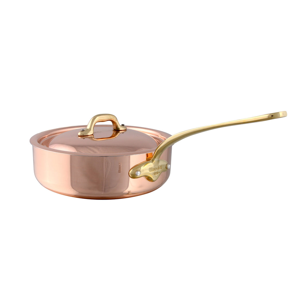 Mauviel M'150 B Copper Saute Pan With Lid, Brass Handle, 6.2-Qt - Mauviel USA