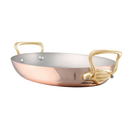 Mauviel M'Heritage M'150 B Copper Oval Gratin Pan With Brass Handles, 17.7-In