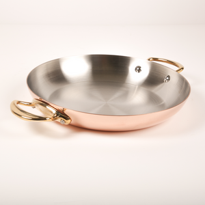 Mauviel 1830 Mauviel M'150 B Copper Round Pan With Brass Handles Set, 10.2-In Mauviel M'150 B Round Pan With Bronze Handles Set, 10.2-In - Mauviel USA
