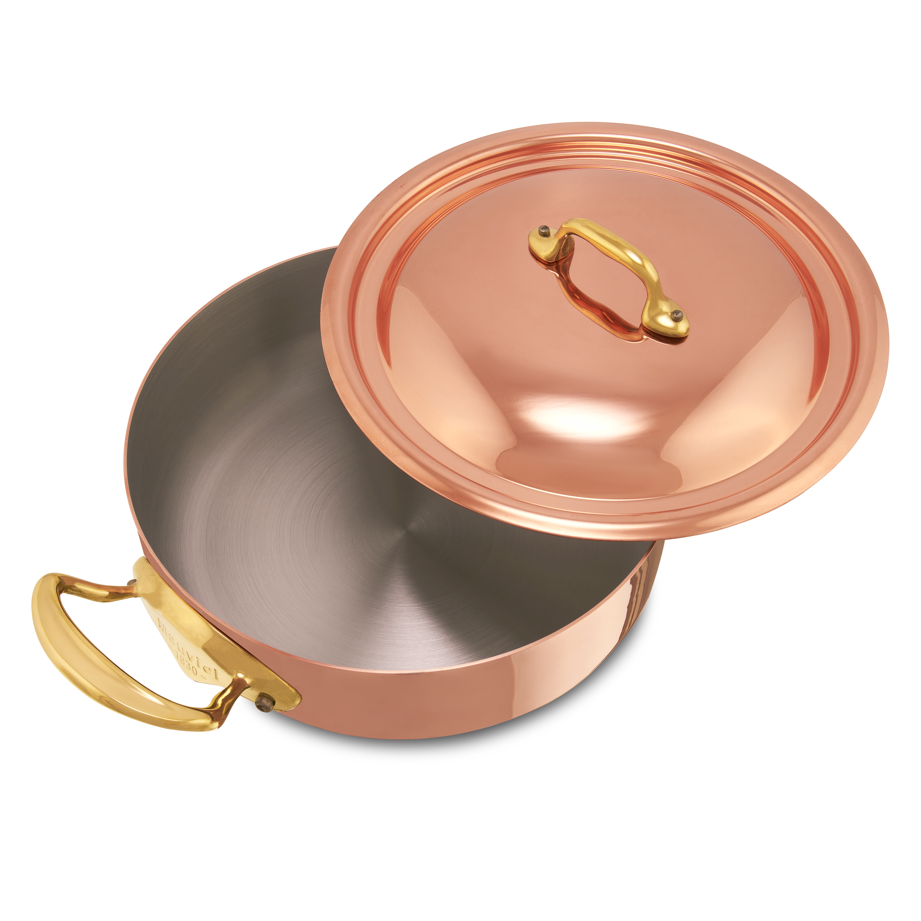 Mauviel M'Heritage M'150 B Copper Rondeau With Lid and Brass Handles - Mauviel1830