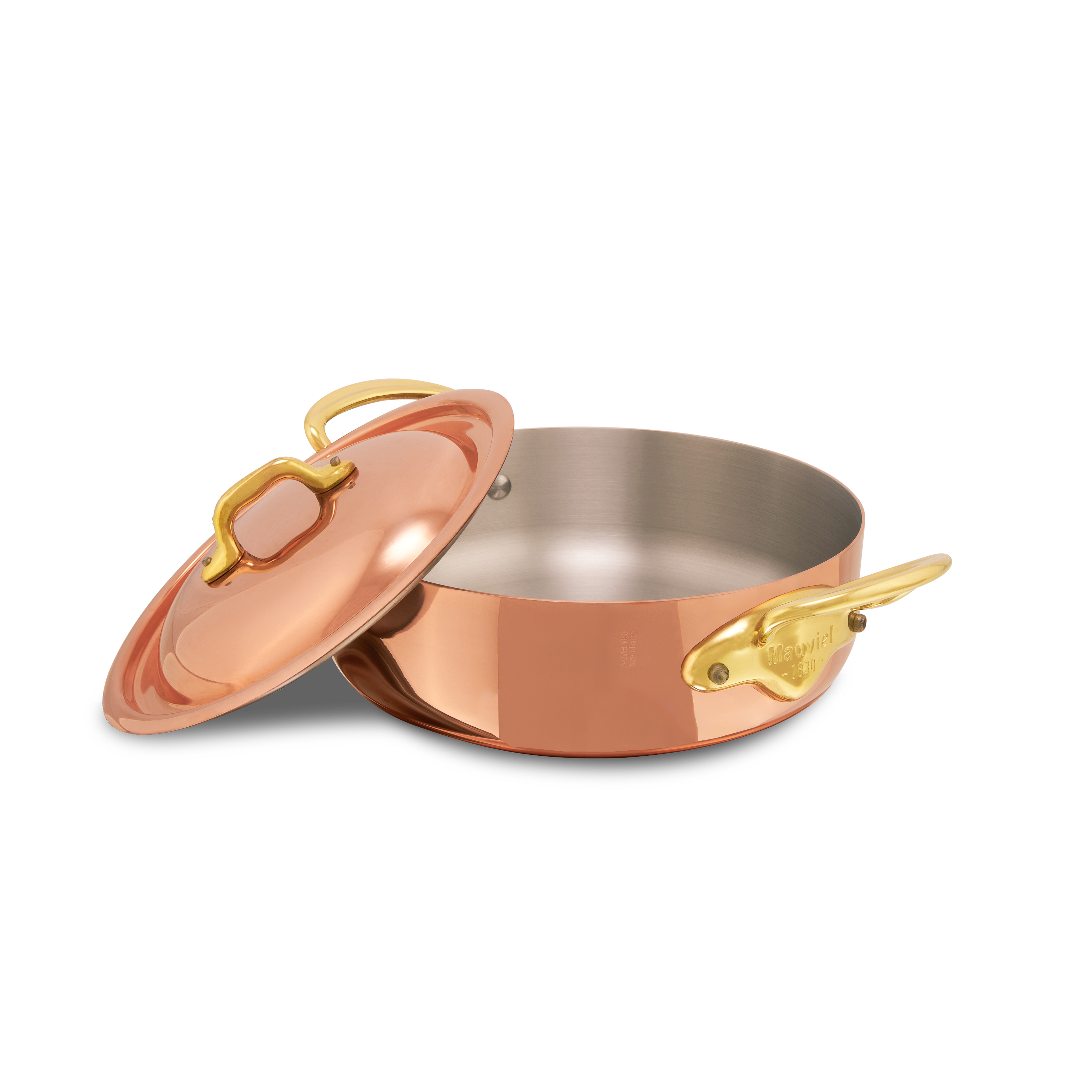 Mauviel M'Heritage M'150 B Copper Rondeau With Lid and Brass Handles - Mauviel1830
