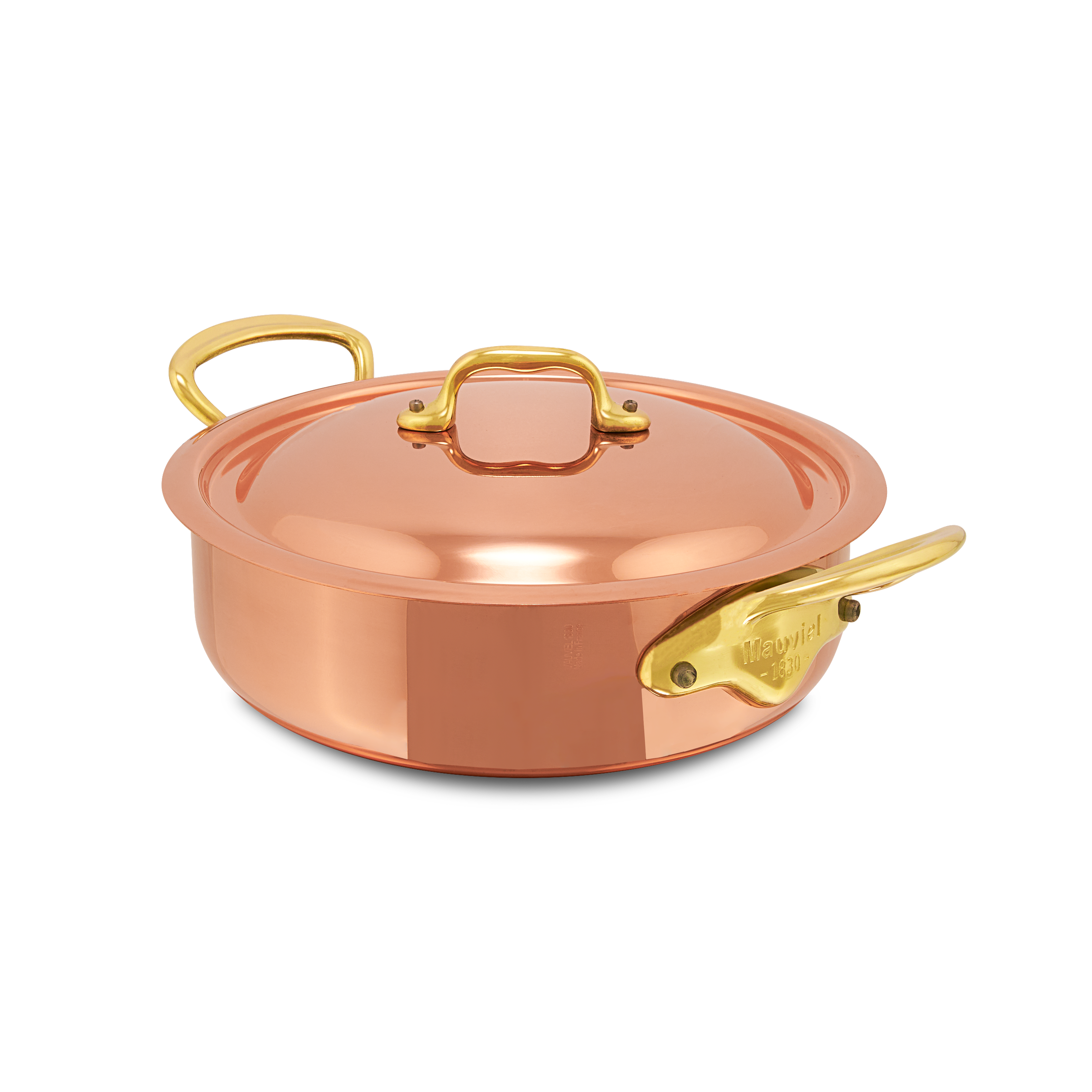 Mauviel M'Heritage M'150 B Copper Rondeau With Lid and Brass Handles - Mauviel1830