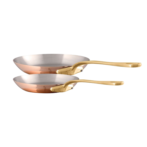 Mauviel M'Heritage M'200 B Copper 2-Piece Frying Pan Set With Brass Handles