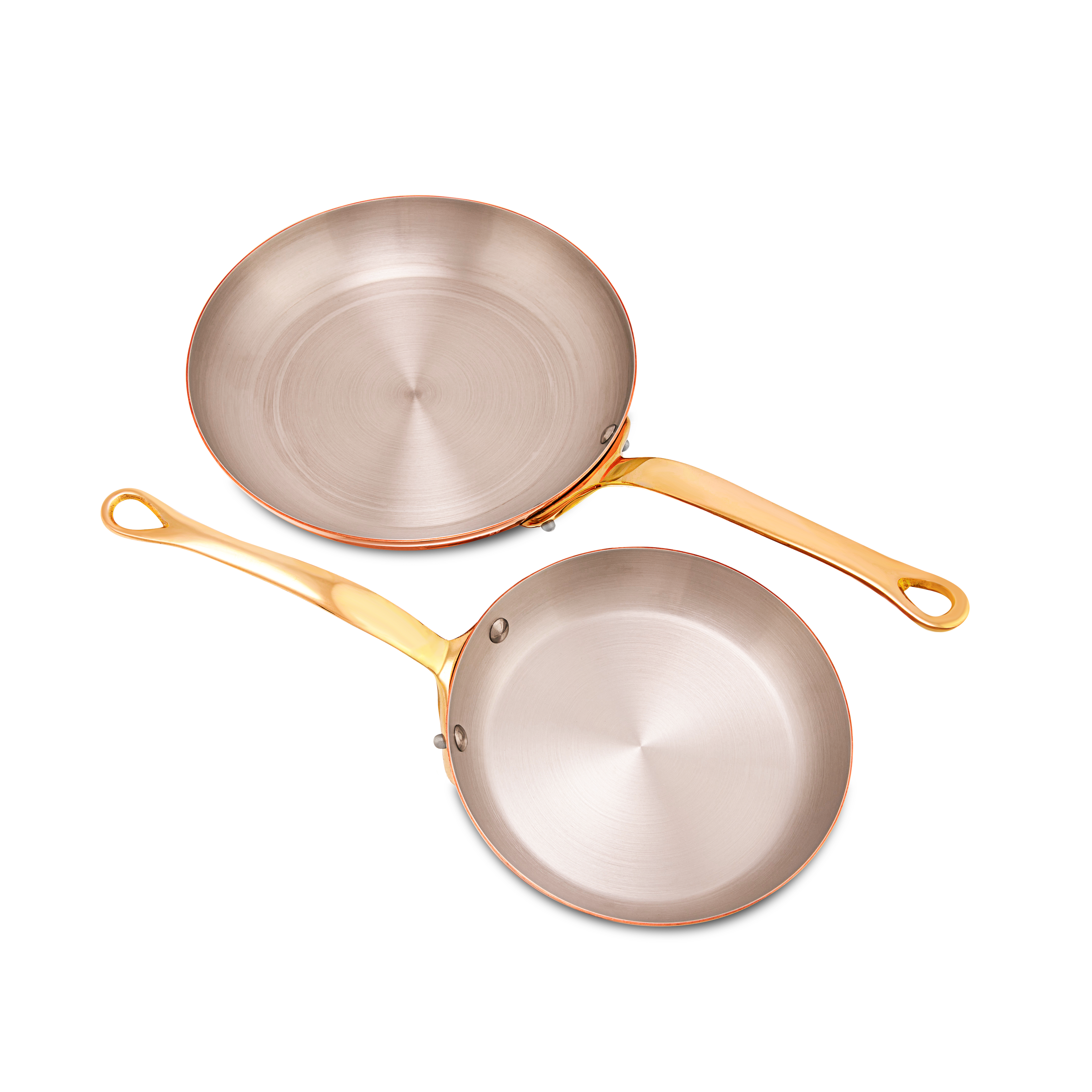 Mauviel 1830 M'Heritage M'200 B Copper 2-Piece Frying Pan Set With Brass Handles