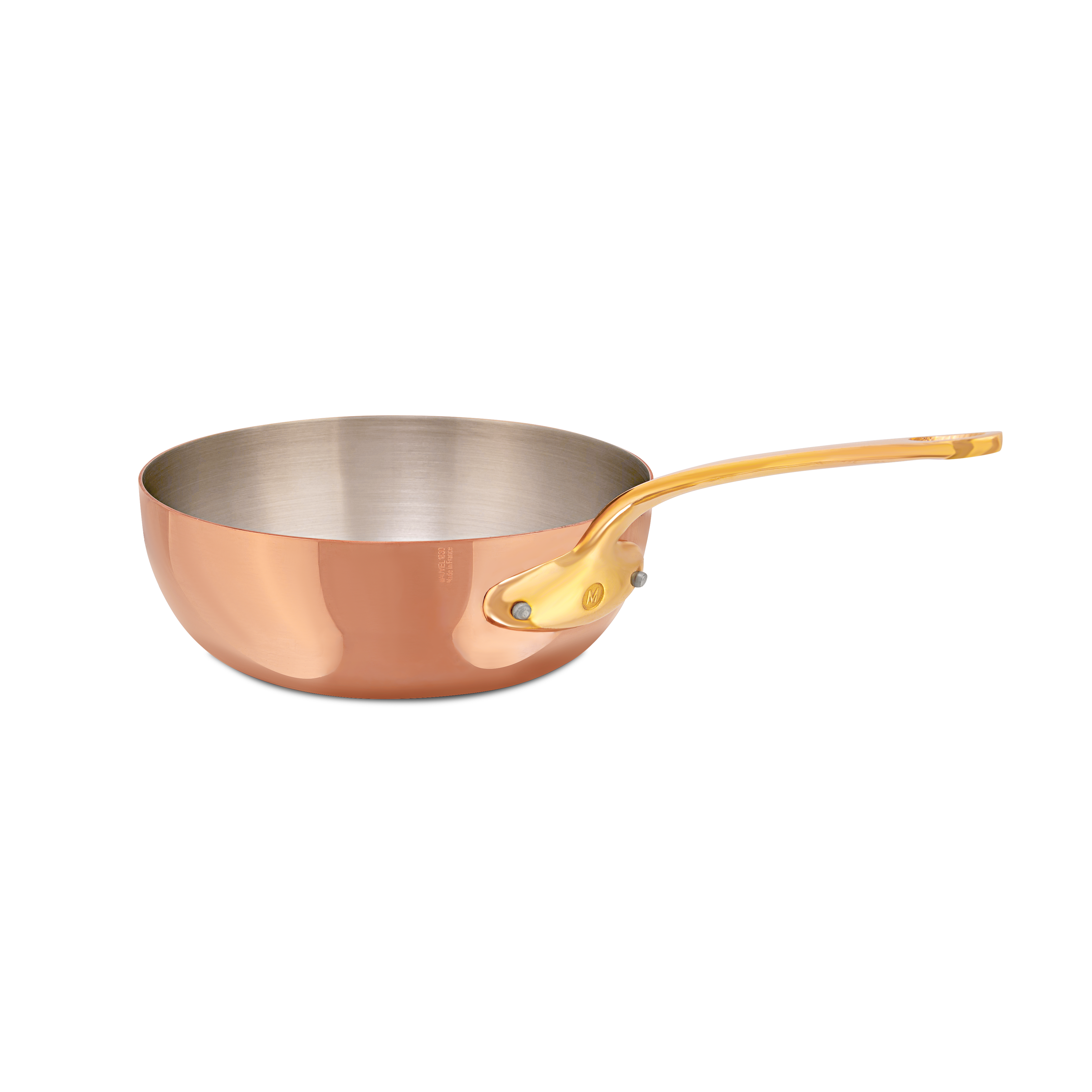 Mauviel M'Heritage M'200 B Copper Chef Pan With Lid, Brass Handle - Mauviel1830