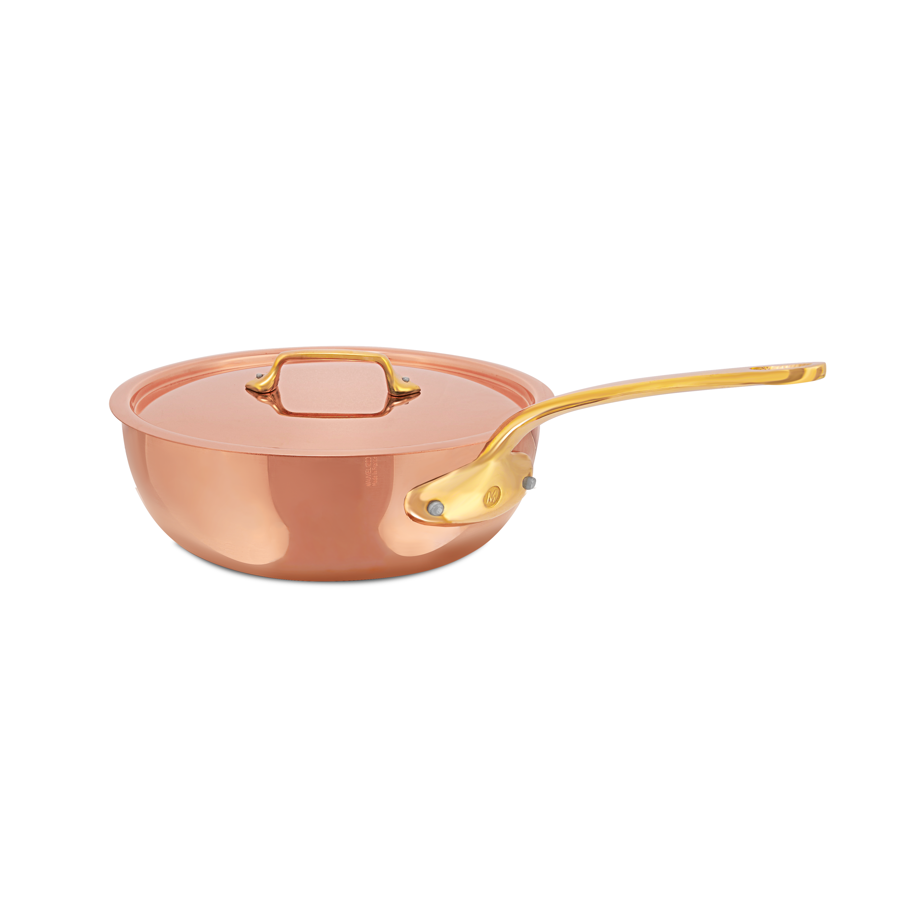 Mauviel M'Heritage M'250 B Chef Pan With Lid, Brass Handle, 3.6-Qt - Mauviel1830