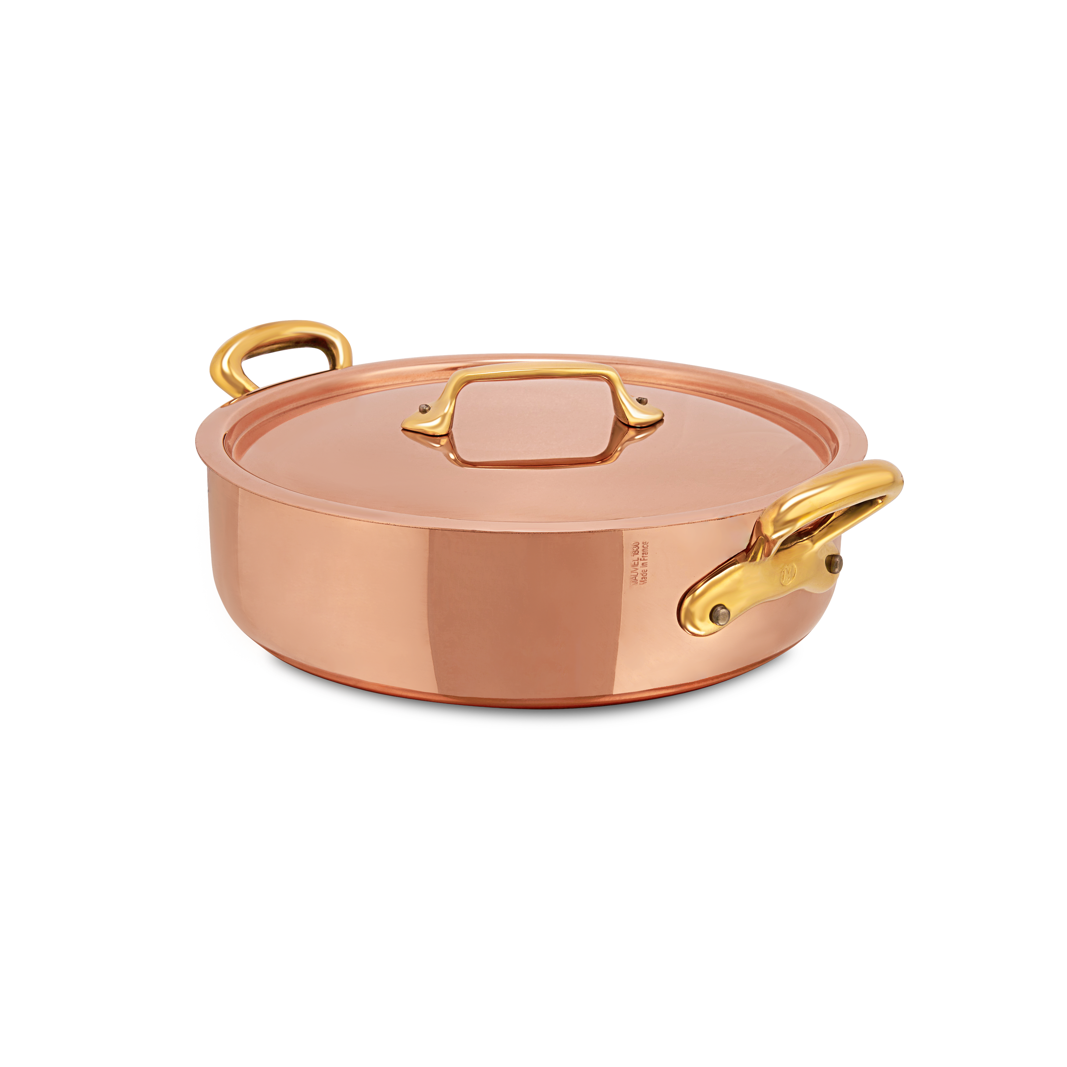 Mauviel M'Heritage M'200 B Copper Rondeau With Lid, Brass Handles, 3.2-Qt - Mauviel1830