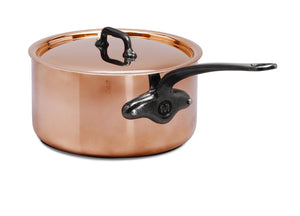 Mauviel M'Heritage 250 CI Sauce Pan With Lid, With Cast Iron Handle, 3.3-Qt