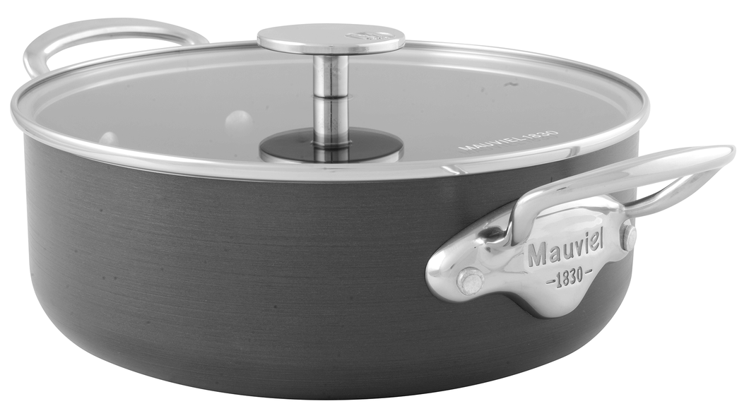 Mauviel 1830 M'STONE 3 Rondeau With Glass Lid, Cast Stainless Steel Handles - Mauviel USA