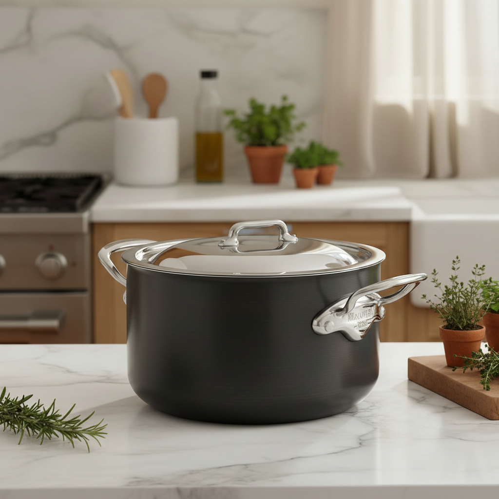 Mauviel M'STONE 3 Stewpan With Lid, Cast Stainless Steel Handles