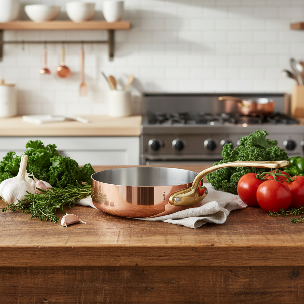 Mauviel M'Heritage M'250 B Copper Saute Pan With Brass Handle - Mauviel1830